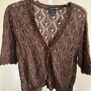 United States Sweaters Brown‎ Cardigan with Vintage-Inspired Knit